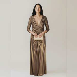 Tadashi Shoji Antique Gold Shimmer Gown